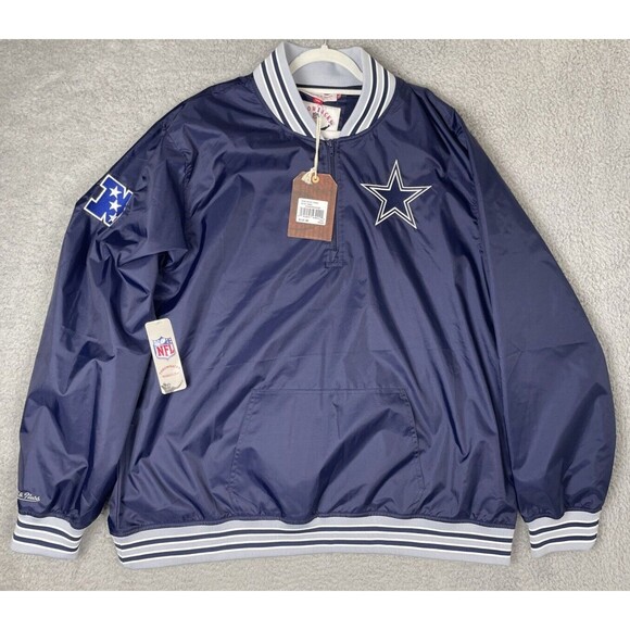 Mitchell & Ness Dallas Cowboys Windbreaker Jacket Mens 3XL Blue 1/4 Zip Msrp$110